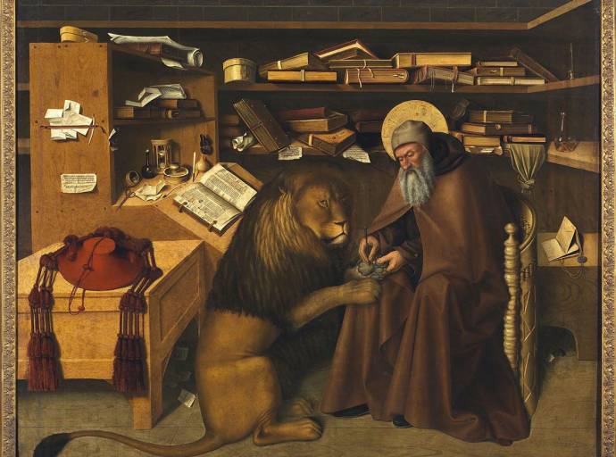 "San Girolamo nello studio", la tela di Colantonio del Fiore che infonde serenità e amore per la cultura e gli animali