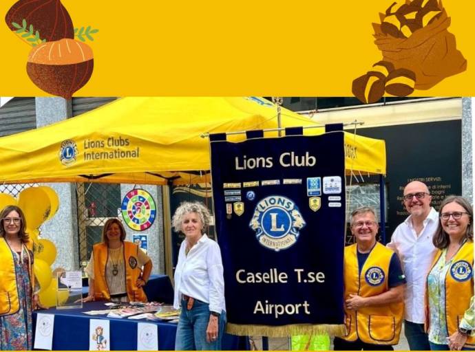 Le castagne della solidarietà del Lions club Caselle Airport. Venerdì nei pressi del cimitero una pausa di ristoro e calore