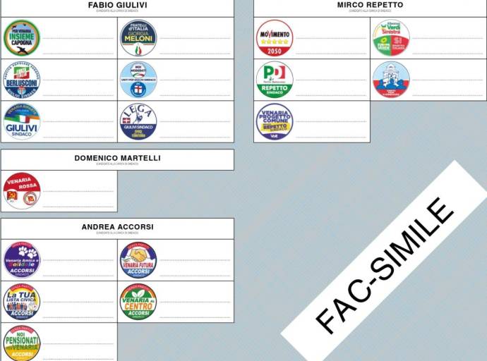 Venaria Reale al voto da oggi: 27.636 elettori chiamati alle urne per eleggere sindaco e nuovo Consiglio comunale 