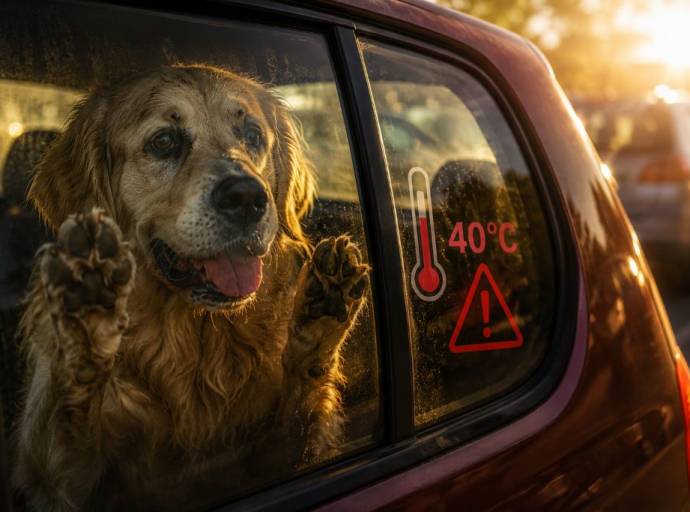 Lasciare in auto gli animali con il caldo è inaccettabile. Si mette gravemente a rischio la loro salute