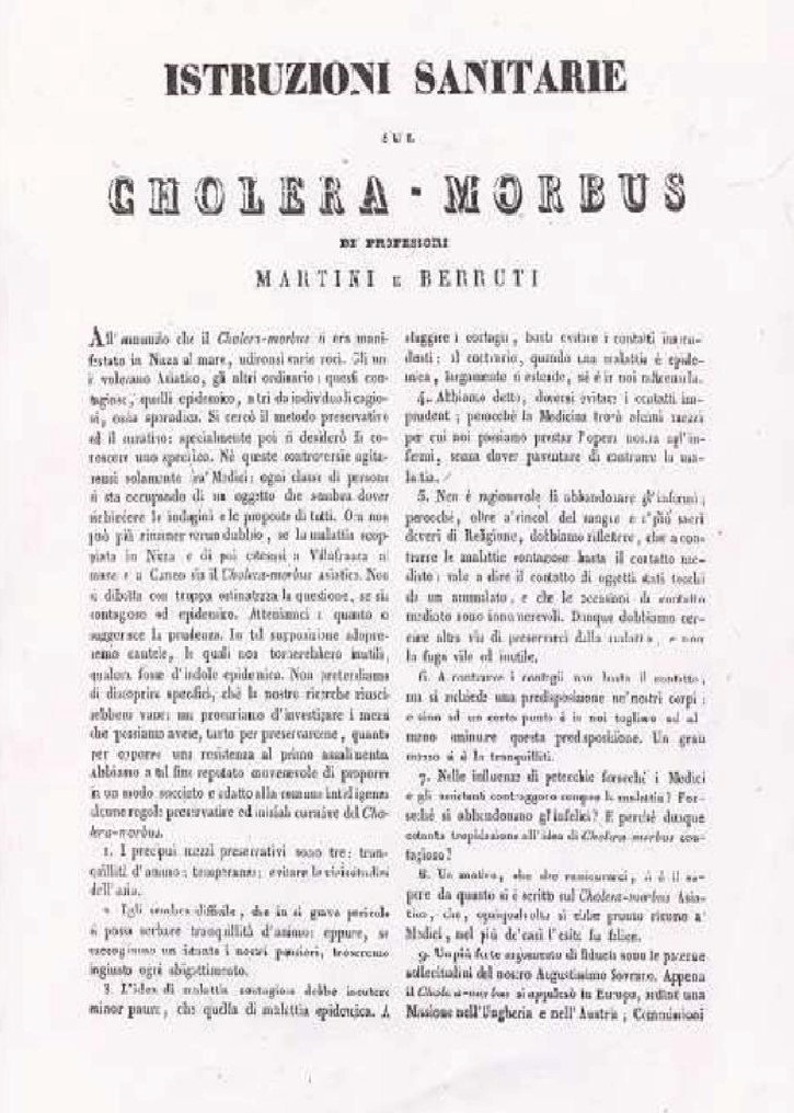 Frontespizio del volume Cholera Morbus Istruzioni sanitarie 1